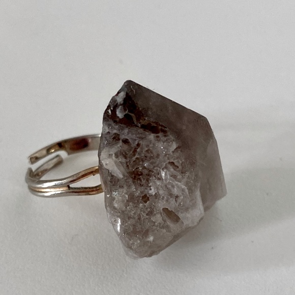 Handmade Smoky Quartz Crystal Raw Gem Statement Cocktail Ring Natural Gemstone - Picture 3 of 10